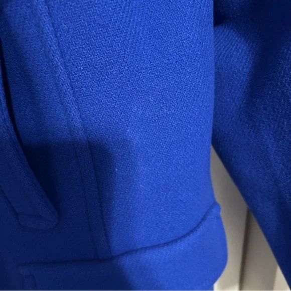 Talbots Pea Coat Italian Woven Wool Lined Double Breasted Size 20 Royal Blue - Picture 9 of 15